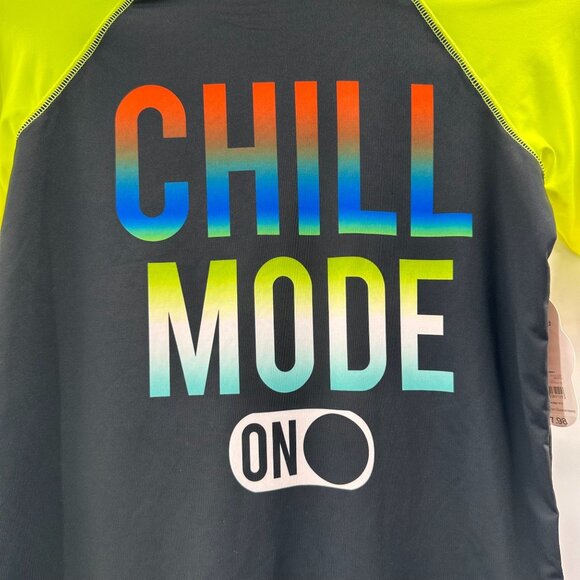 Wonder Nation Boys Neon Swim Chill Mode On Graphic Raglan Rash Guard Shirt - Picture 3 of 7